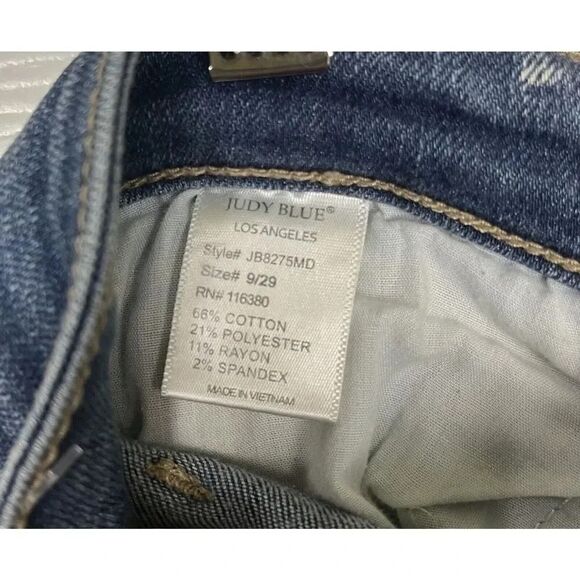 Judy Blue Jeans Size 9/29 Womens Slim Fit 9” Rise Dark Wash Blue Denim - Picture 13 of 14